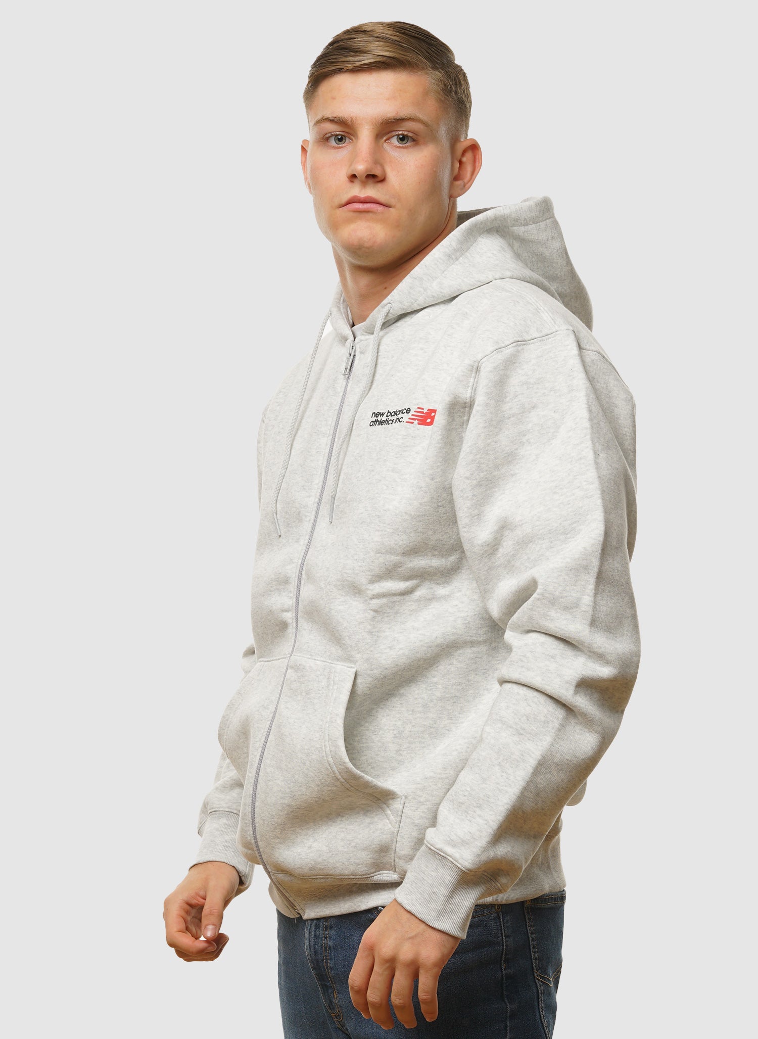 Tone Logo Kapuzenjacke mit durchgehendem Reißverschluss – Grau