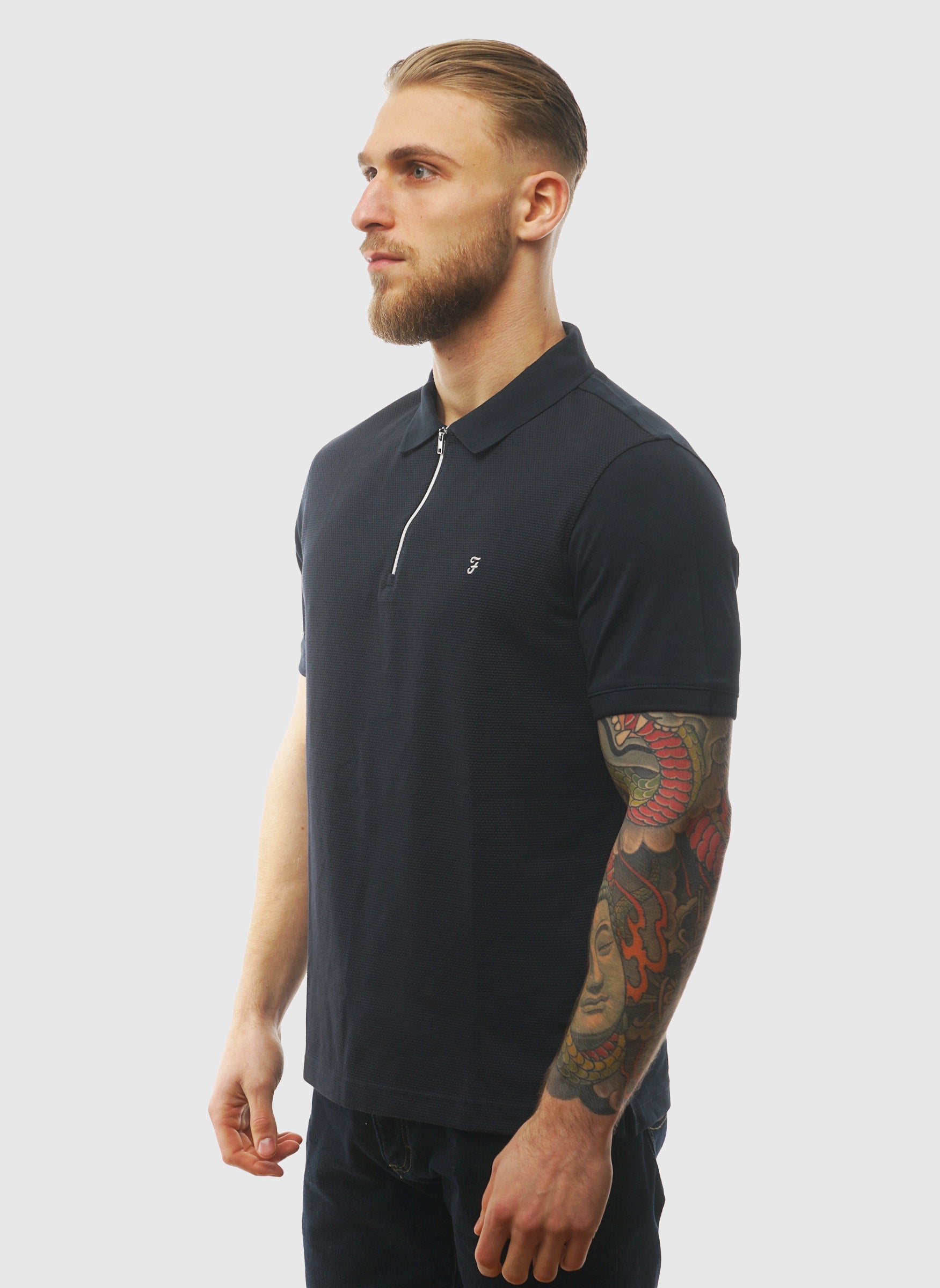 Sanfers 1/4 Zip T-Shirt - True Navy