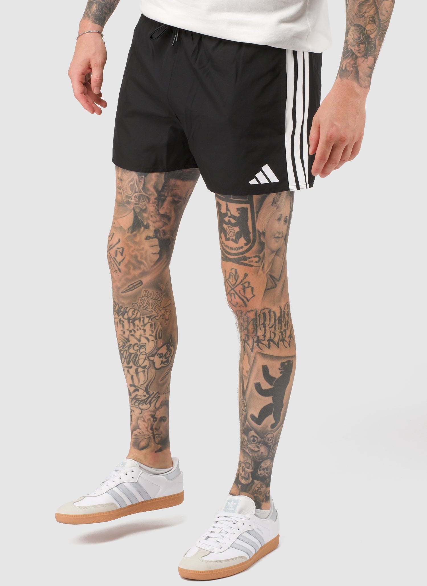 3-Stripes 3-Inch Swim Shorts - Black/White