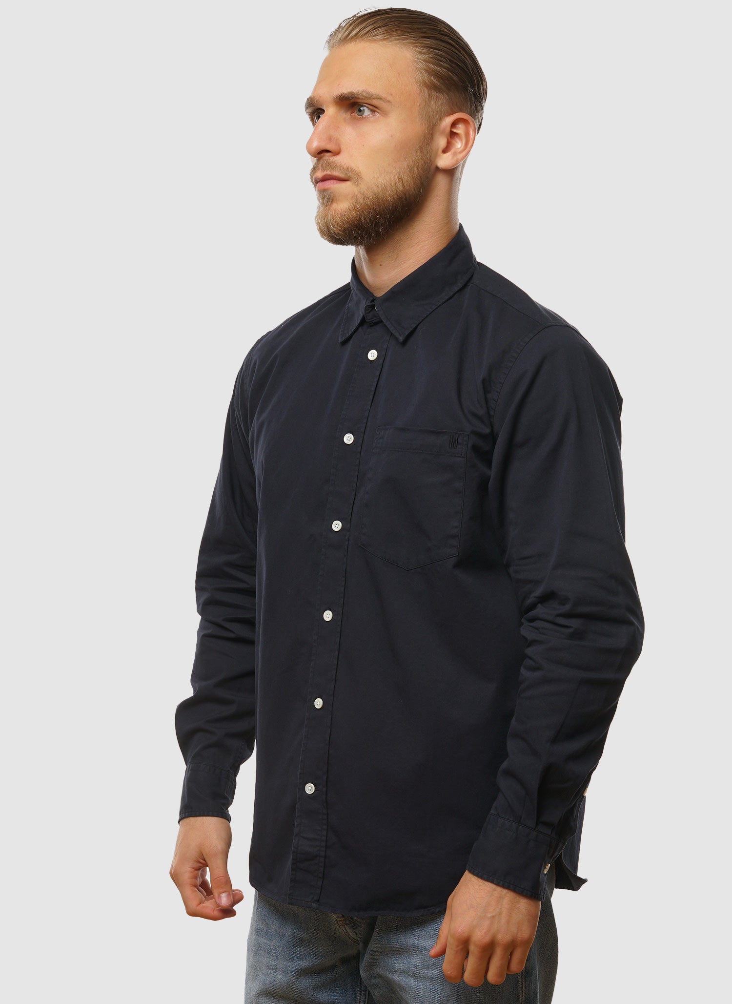 Algot Twill Hemd - Dark Navy