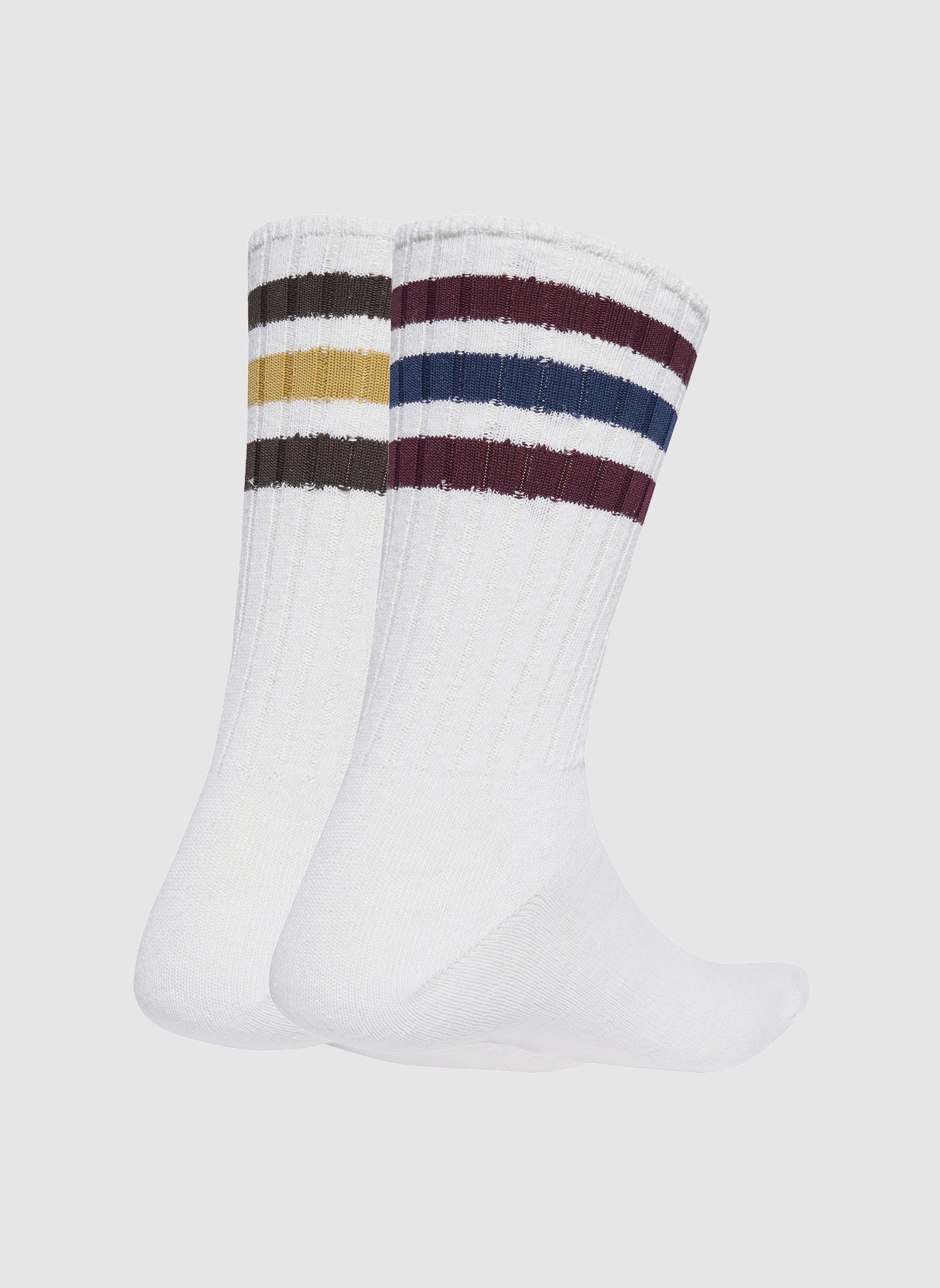 Three Pack Rib Socks - White/Maroon