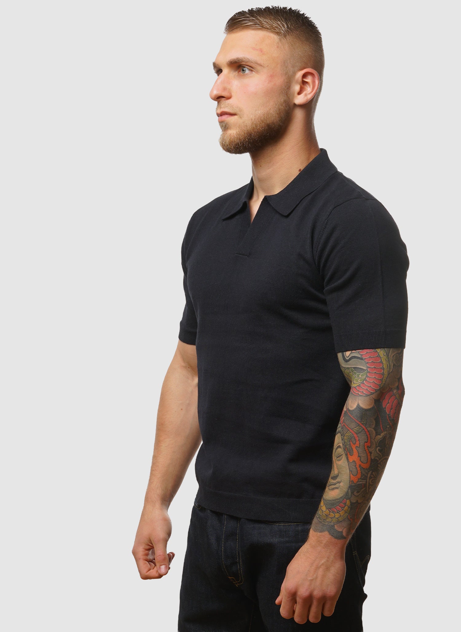 Leif Cotton Linen Polo - Dark Navy