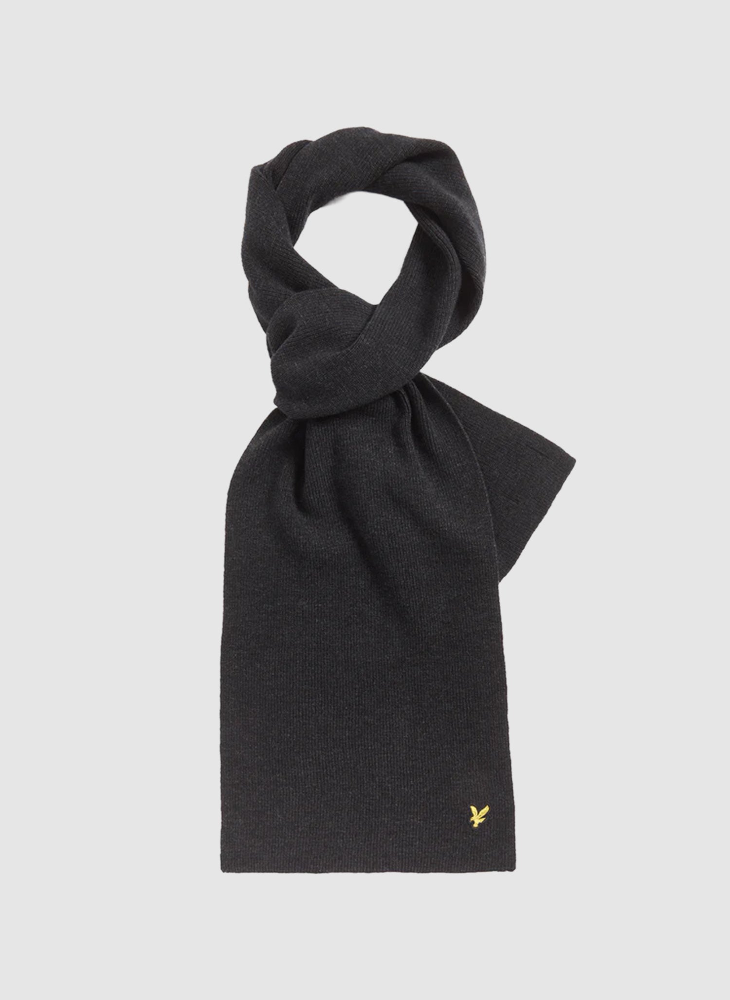 Lambswool Ribbed Scarf - Jet Black Marl