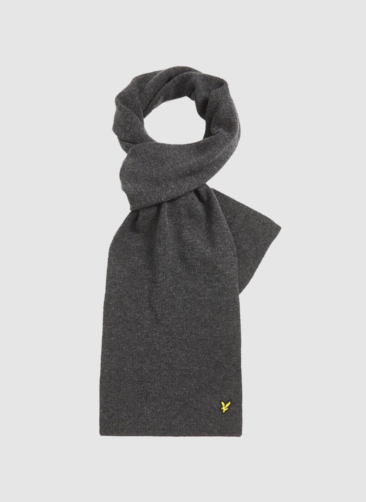 Lambswool Ribbed Scarf - Charcoal Marl