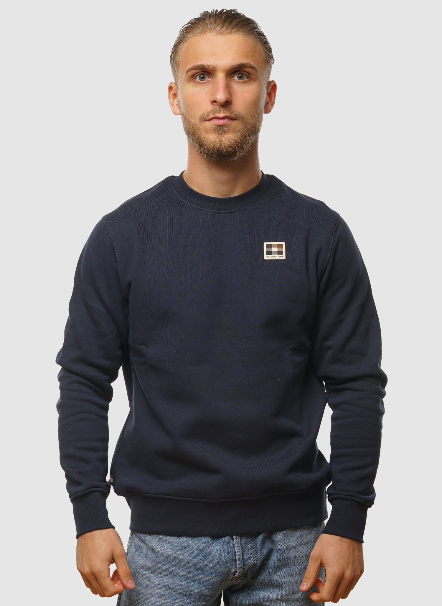 Fleecejacke mit Gummipatch-Ausschnitt – Marineblau