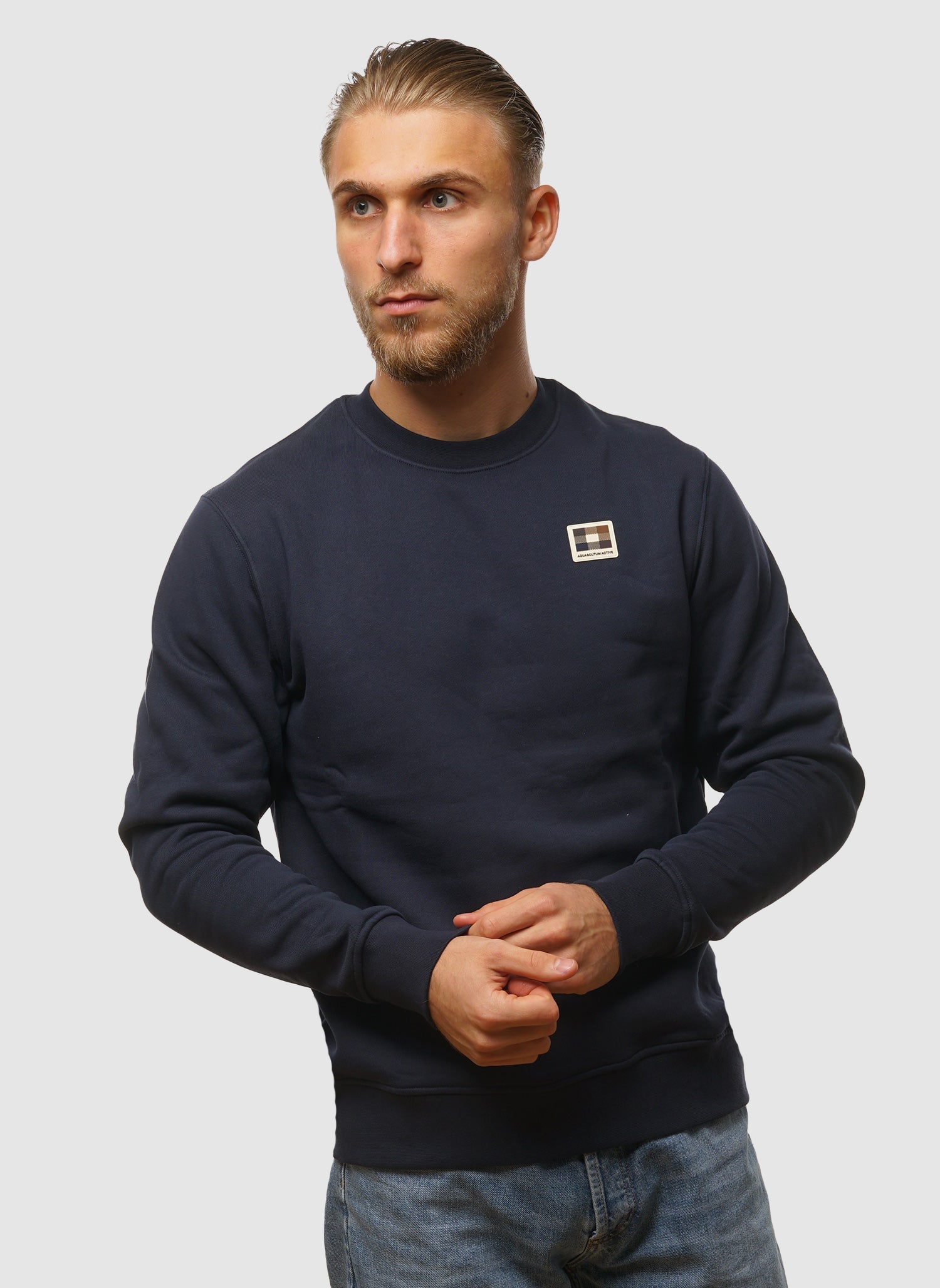 Fleecejacke mit Gummipatch-Ausschnitt – Marineblau