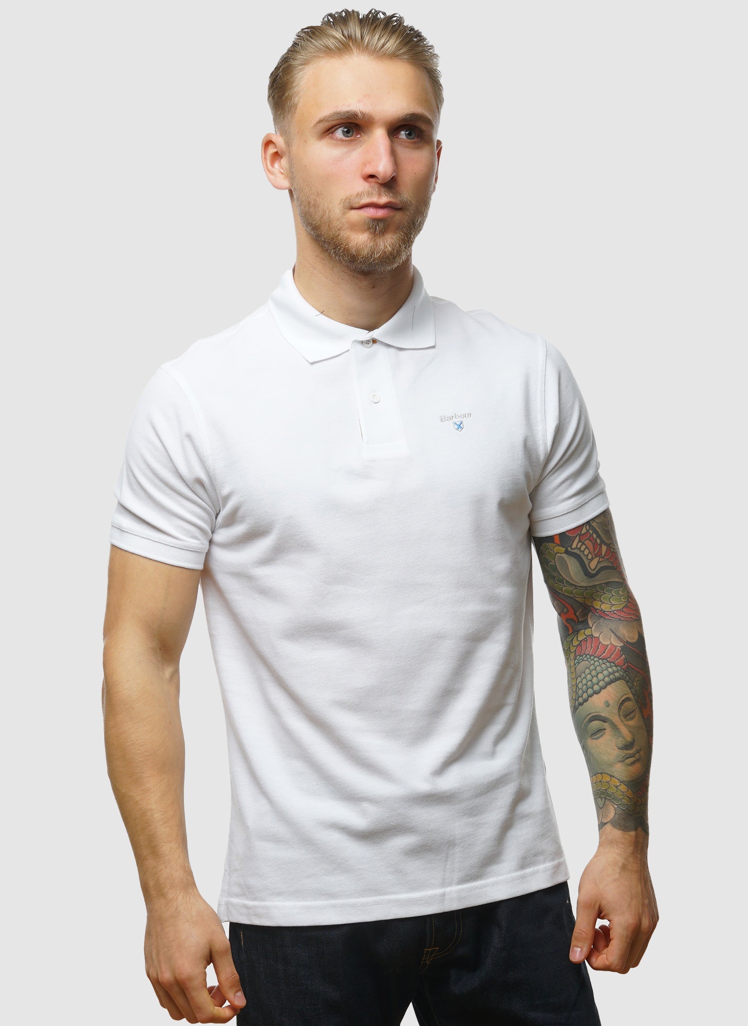 Tartan Pique Polo Shirt - White