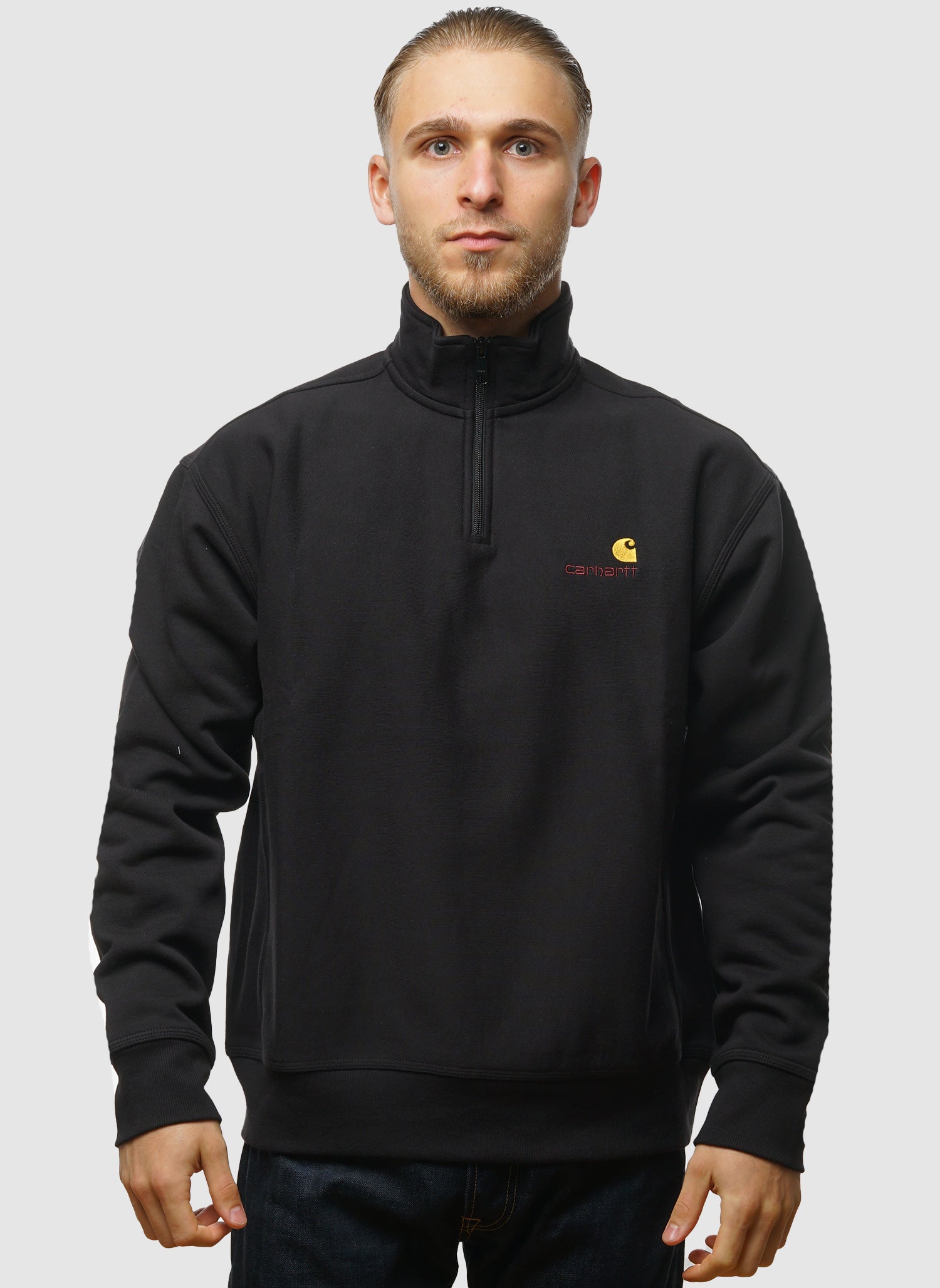 Half Zip American Script Sweatshirt - Black