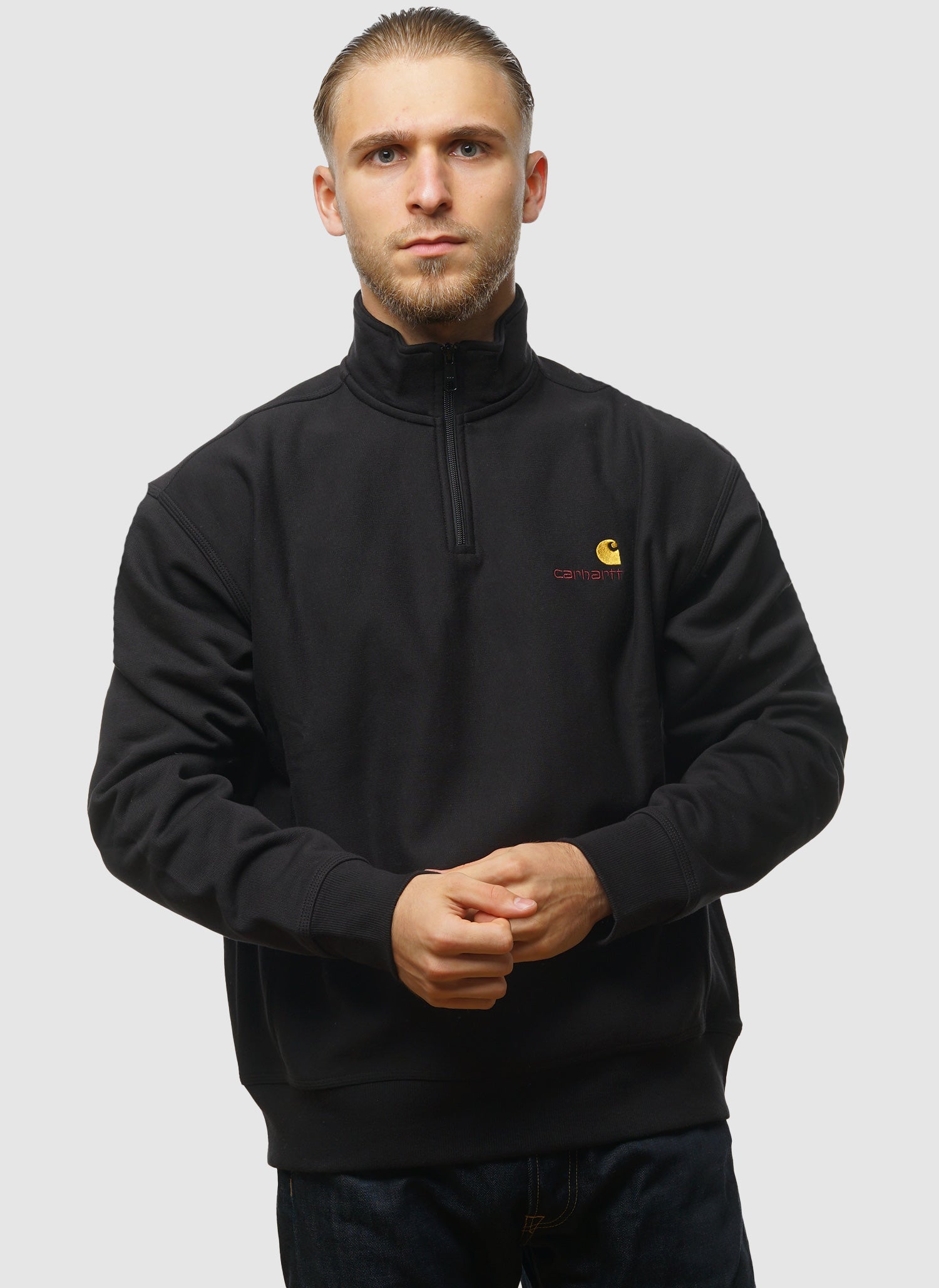 Half Zip American Script Sweatshirt - Black