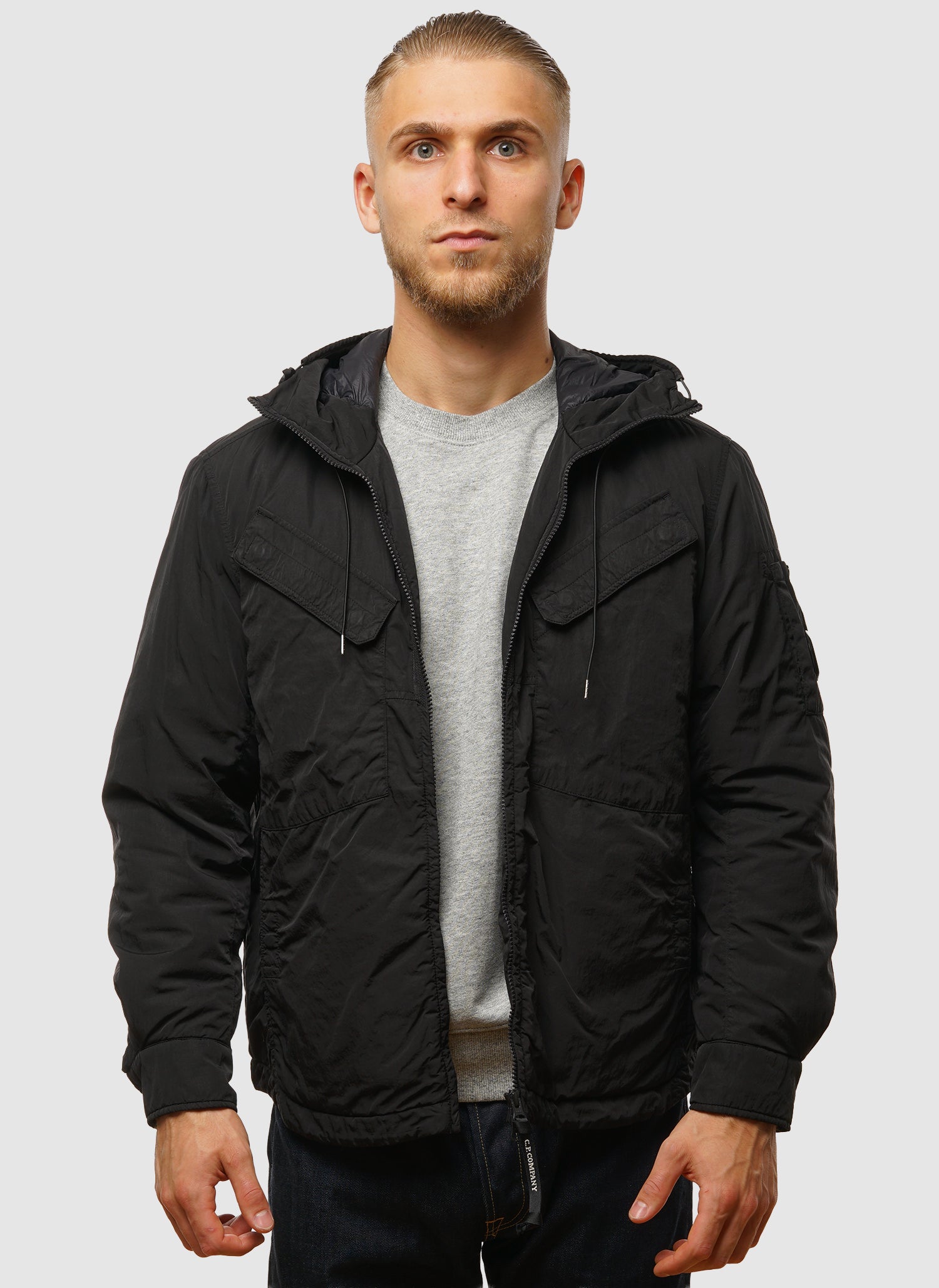 Chrome-R Padded Lens Overshirt - Black