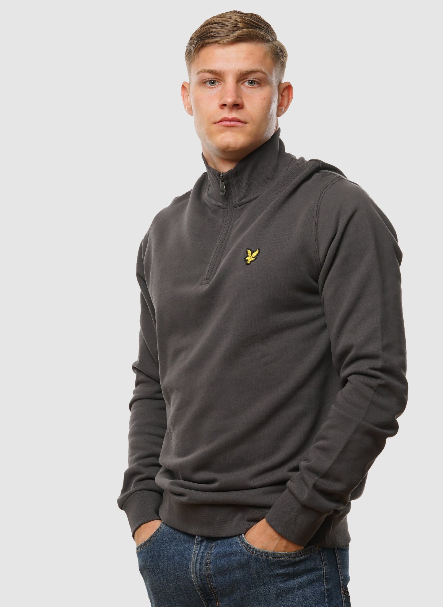 Loopback 1/4 Zip Sweatshirt - Gunmetal