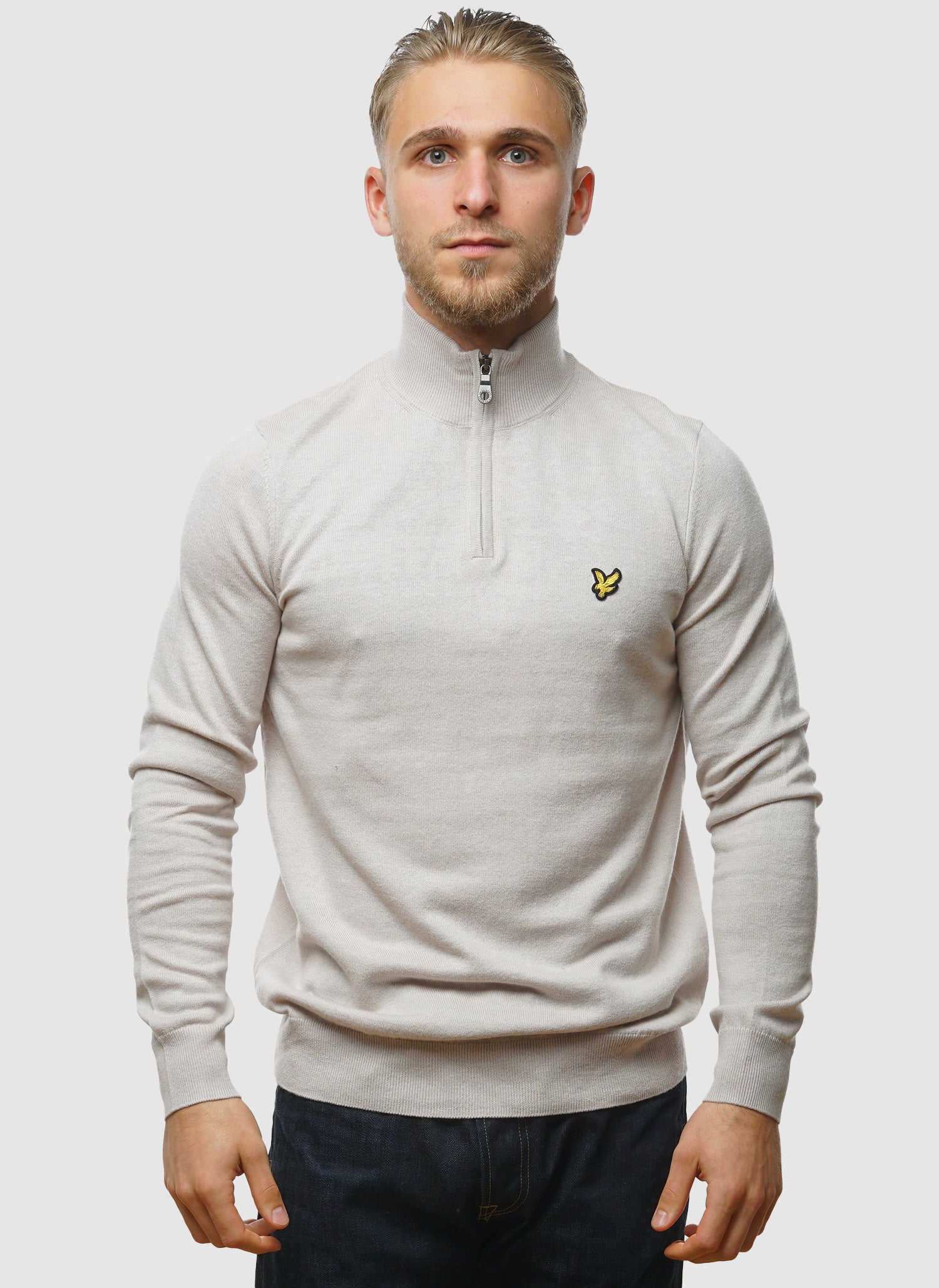 1/4 Zip Cotton Merino Jumper - Cove