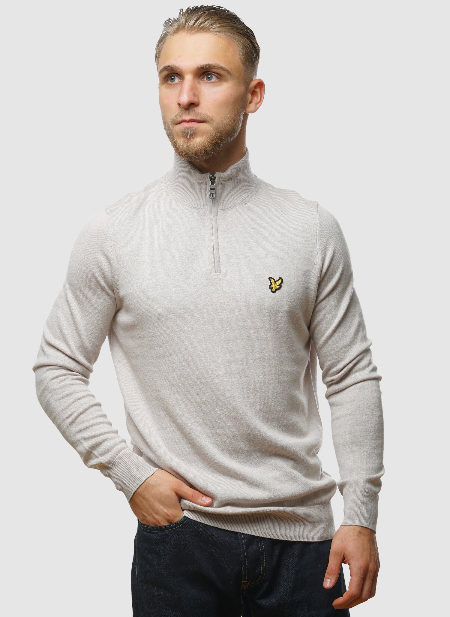 1/4 Zip Cotton Merino Jumper - Cove