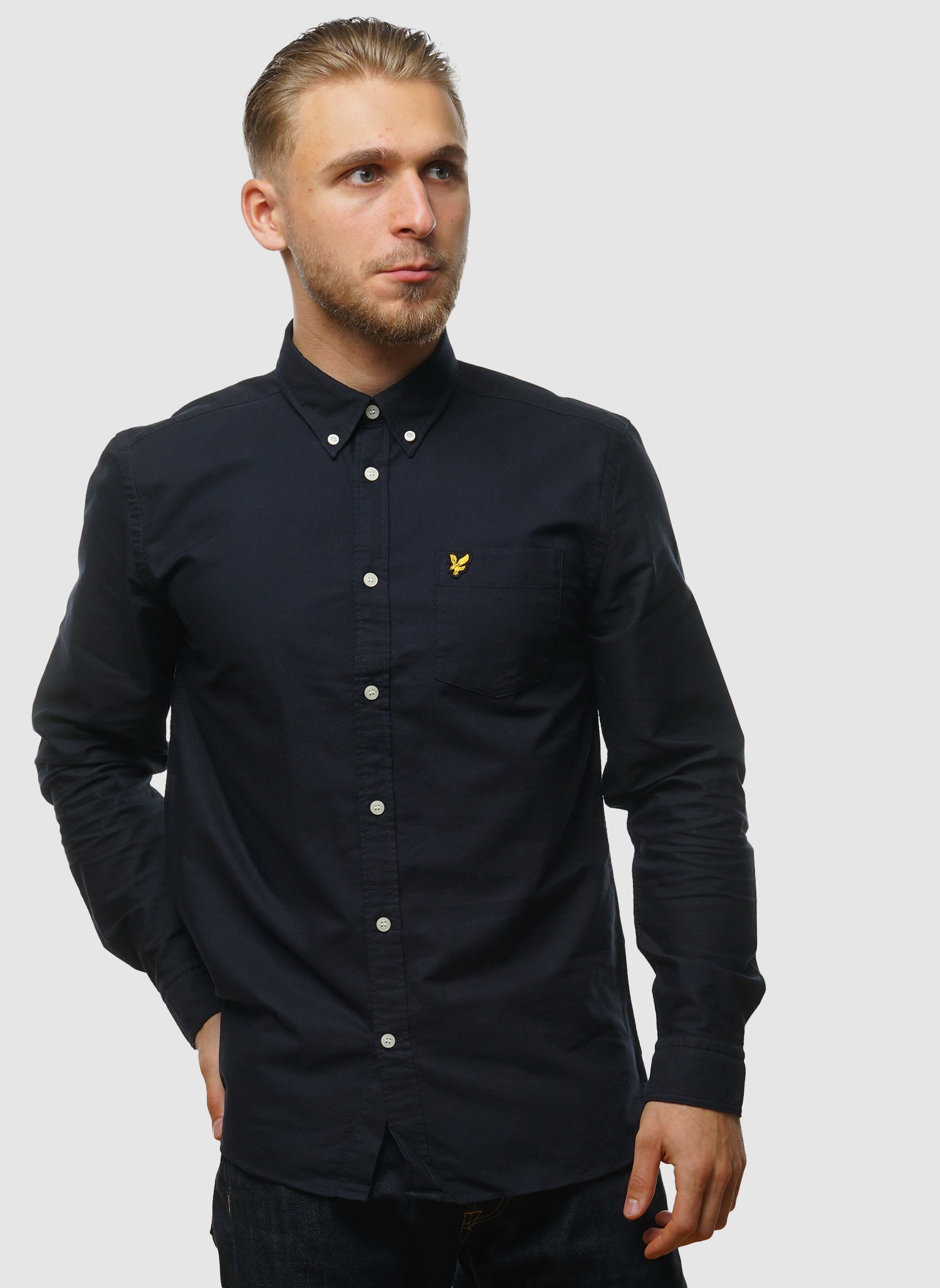 Plain Oxford Hemd - Dark Navy