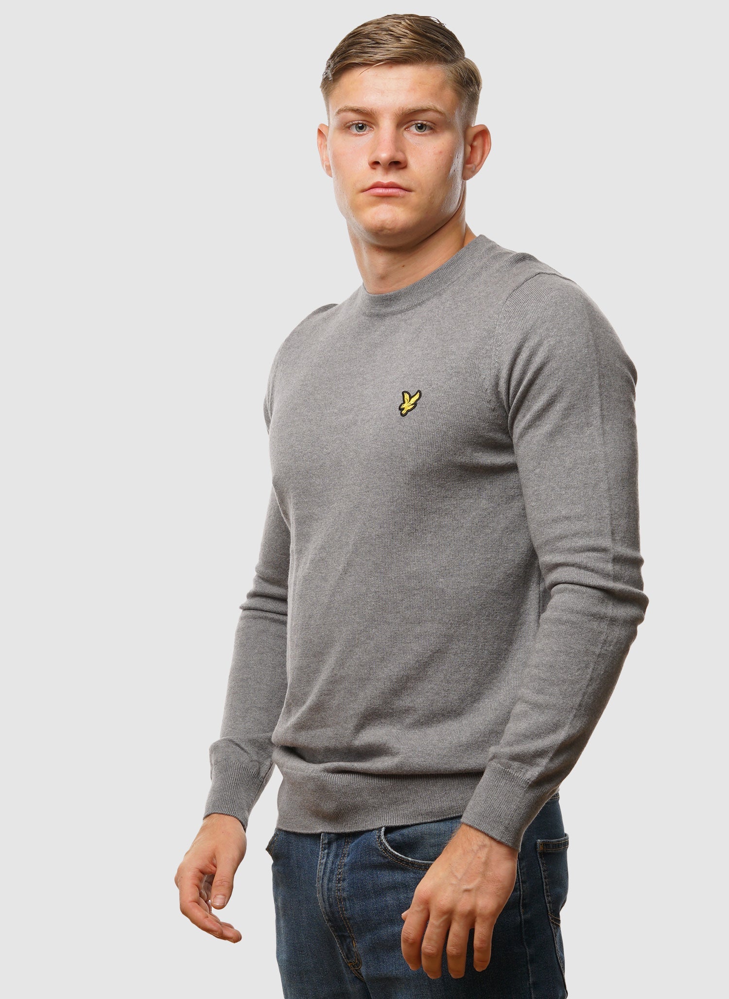 Cotton Merino 12gg Jumper - Mid Grey Marl