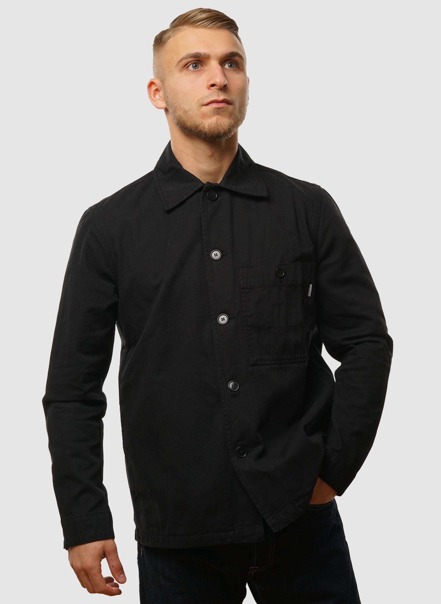 Standard-Twill-Overshirt – Schwarz