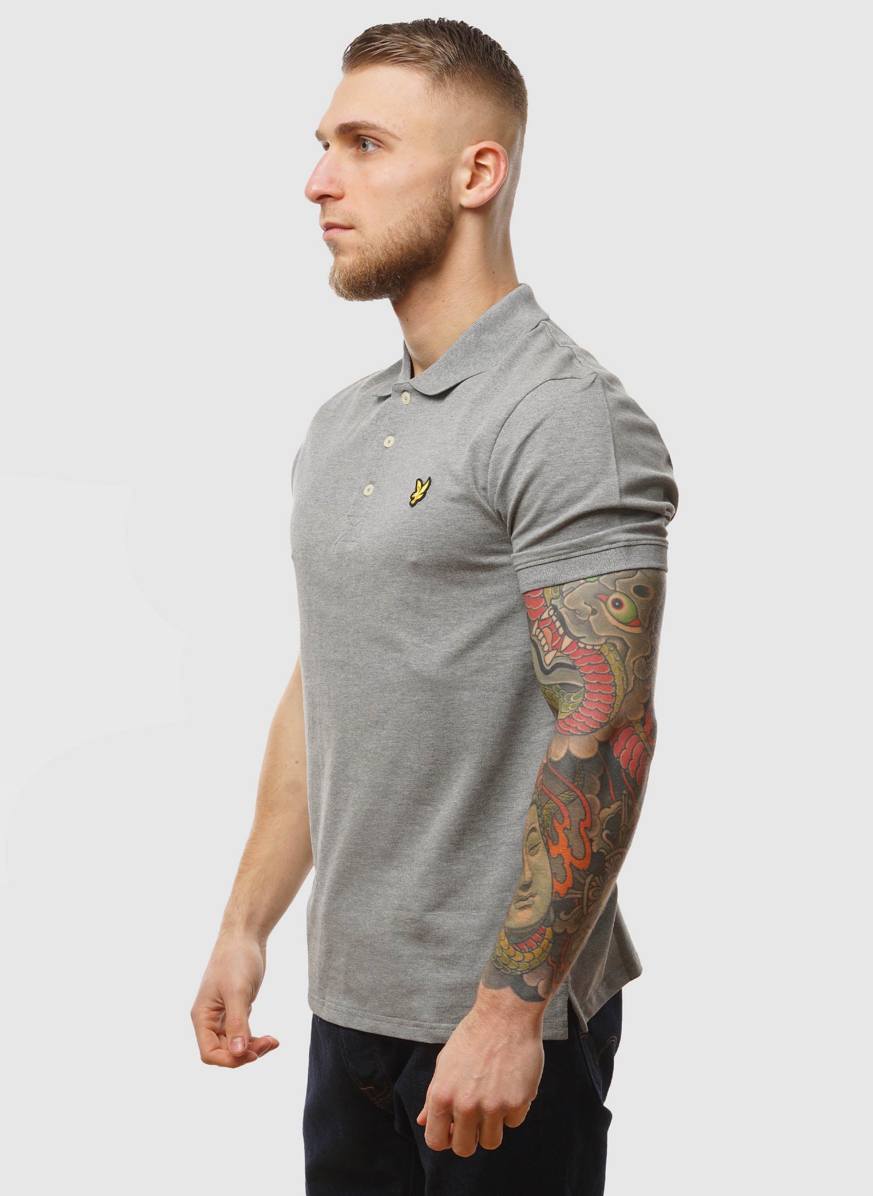 Plain Polo Shirt - Mid Gray Marl