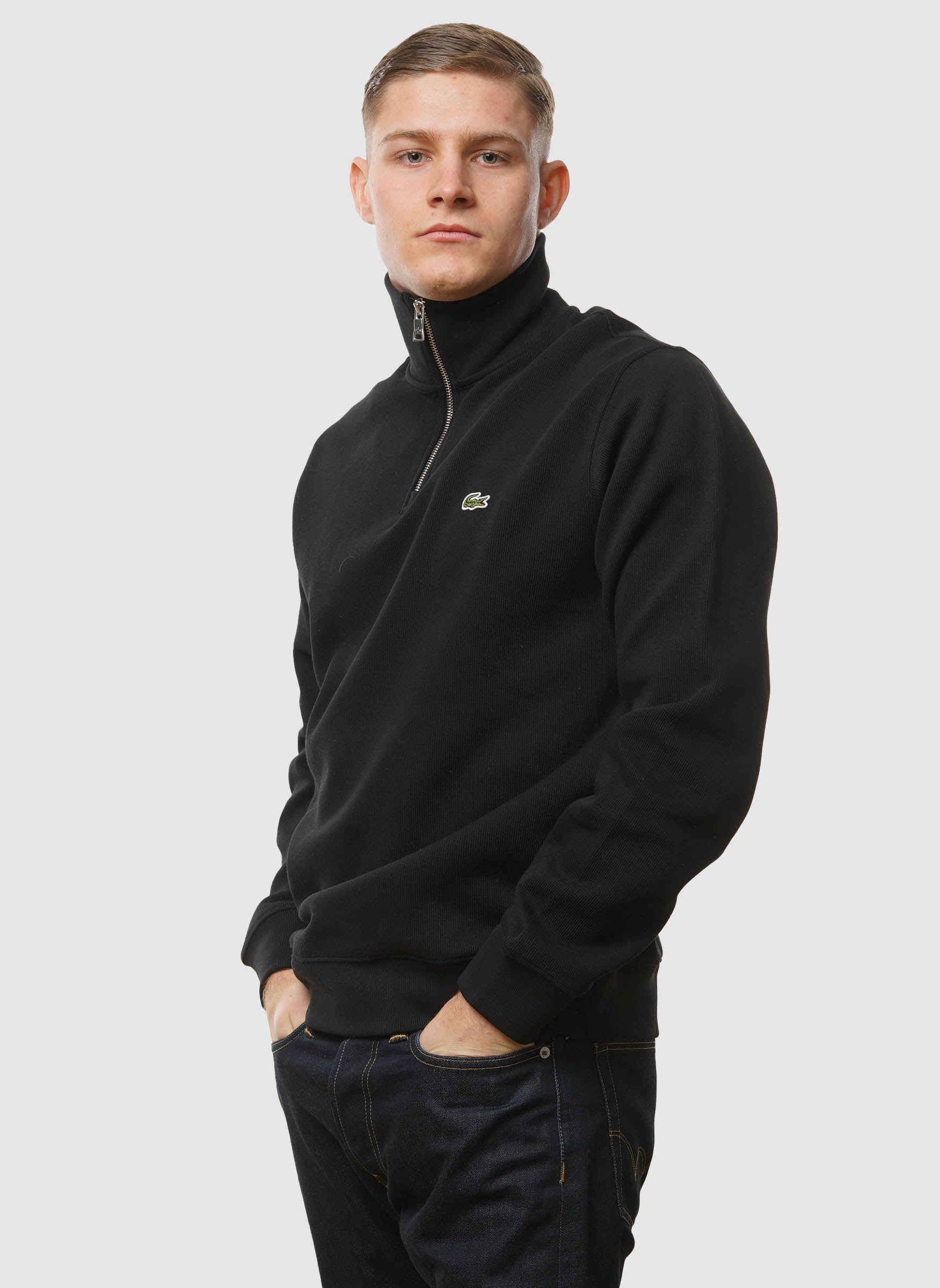 Half Zip Cotton Sweatshirt - Black