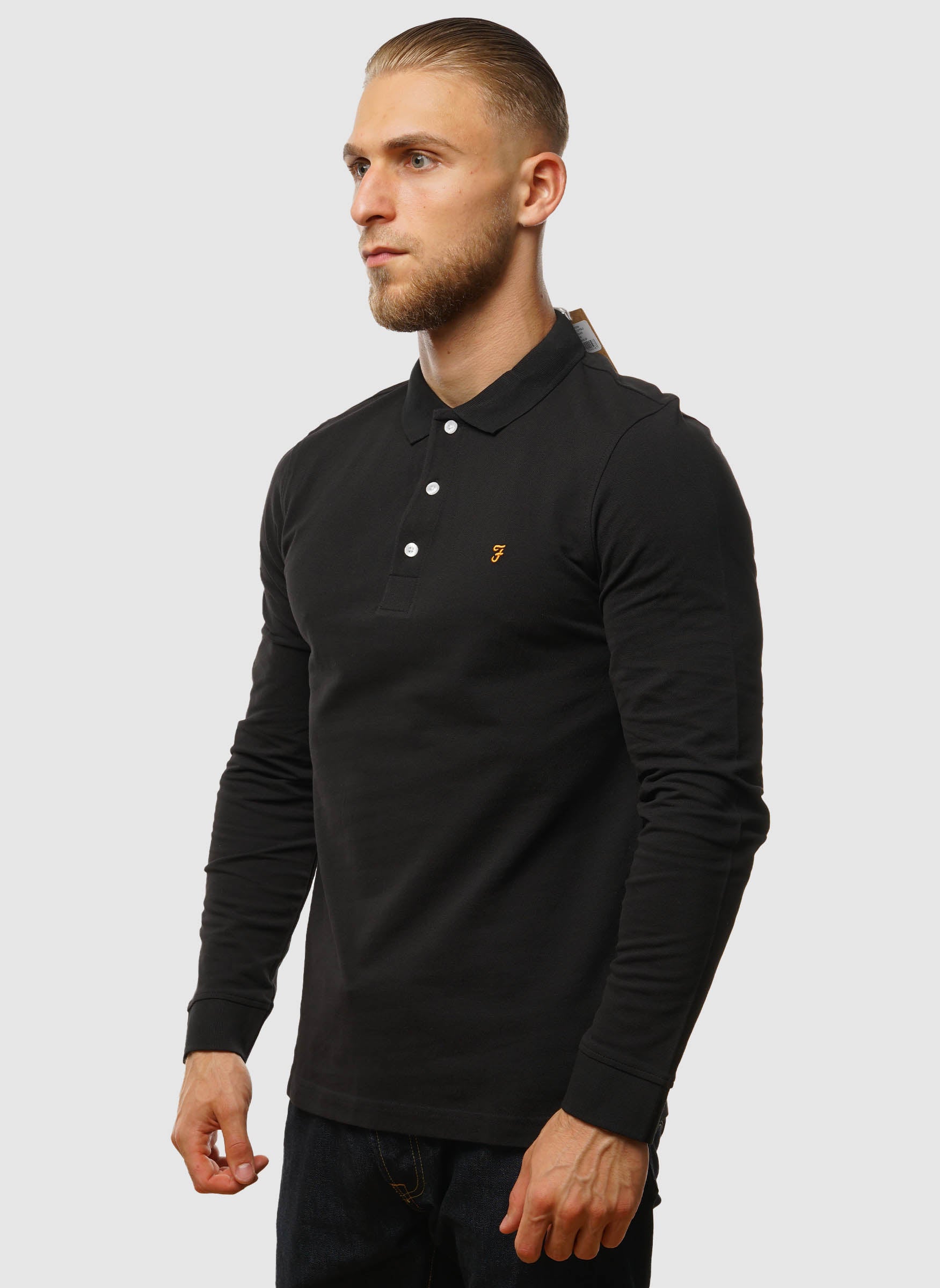 Blanes Long Sleeve Polo Shirt - Black 