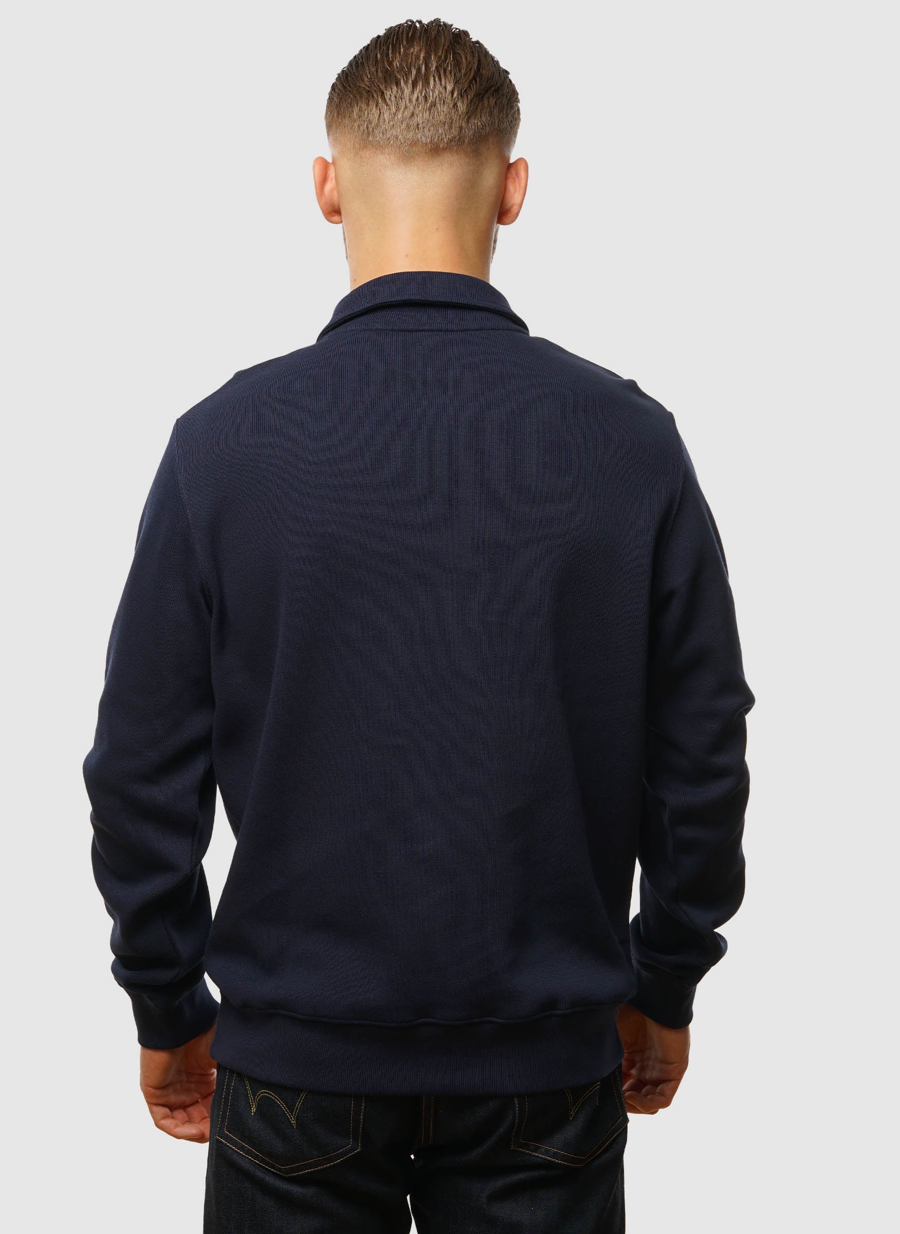 Ribbed Cotton Polo - Navy Blue