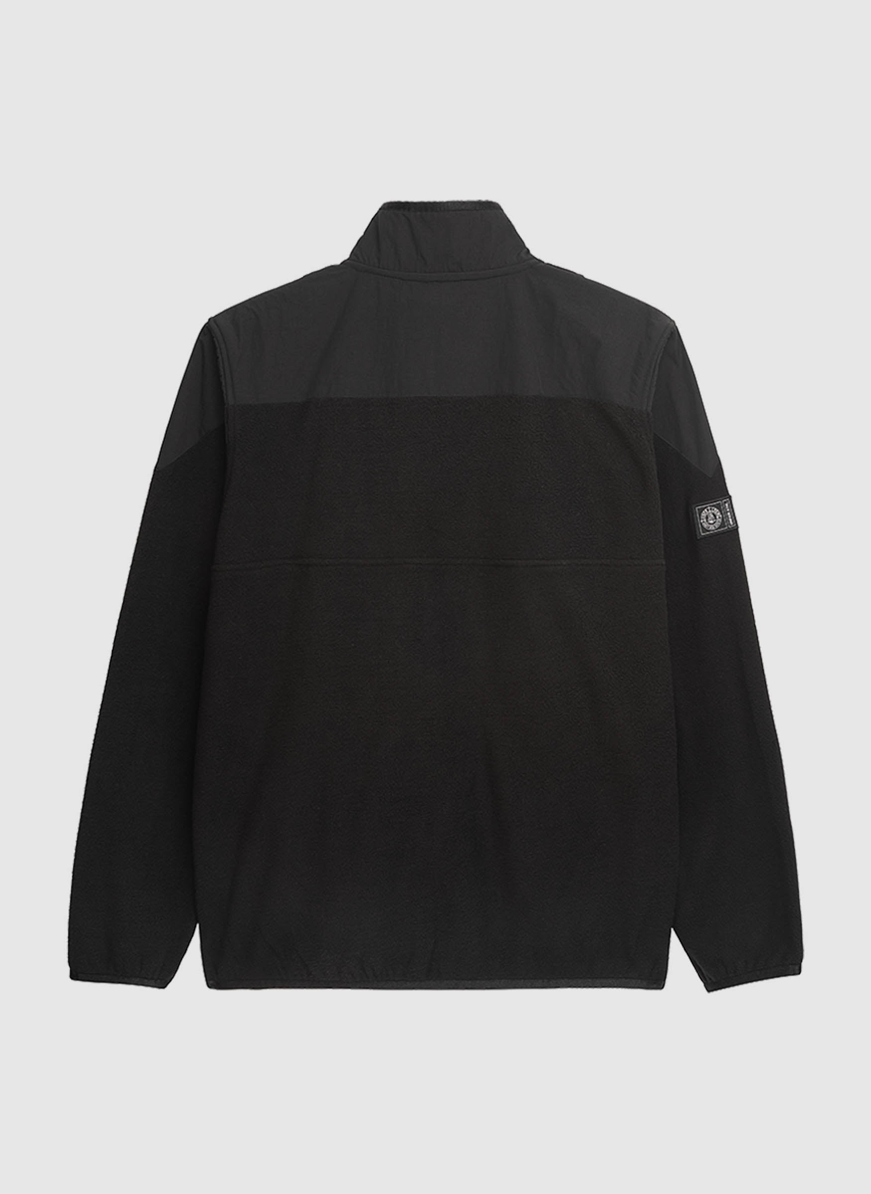 Fabric Mix Fleece Jacket - Black
