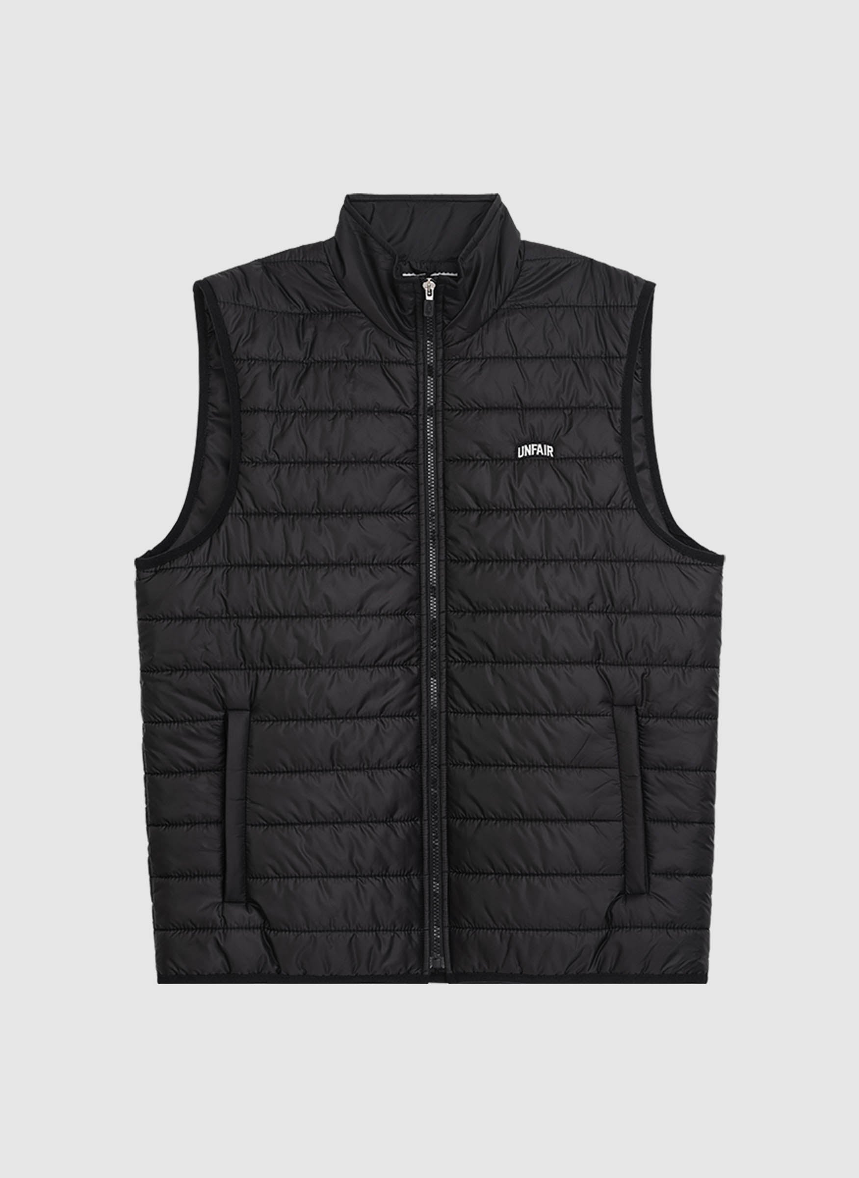 Curved Quilted Vest - Black