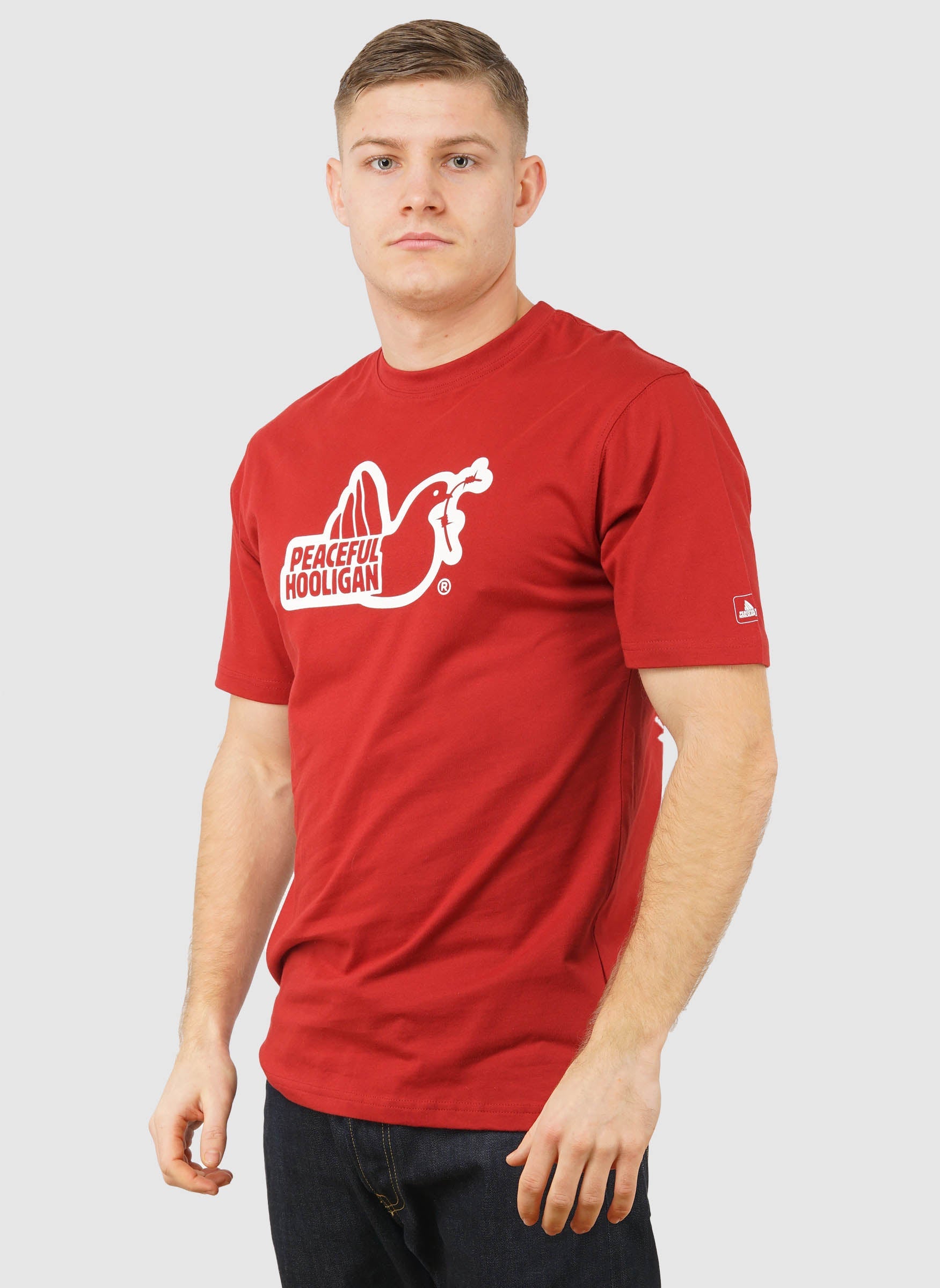 Outline Dove T-Shirt - Dark Red