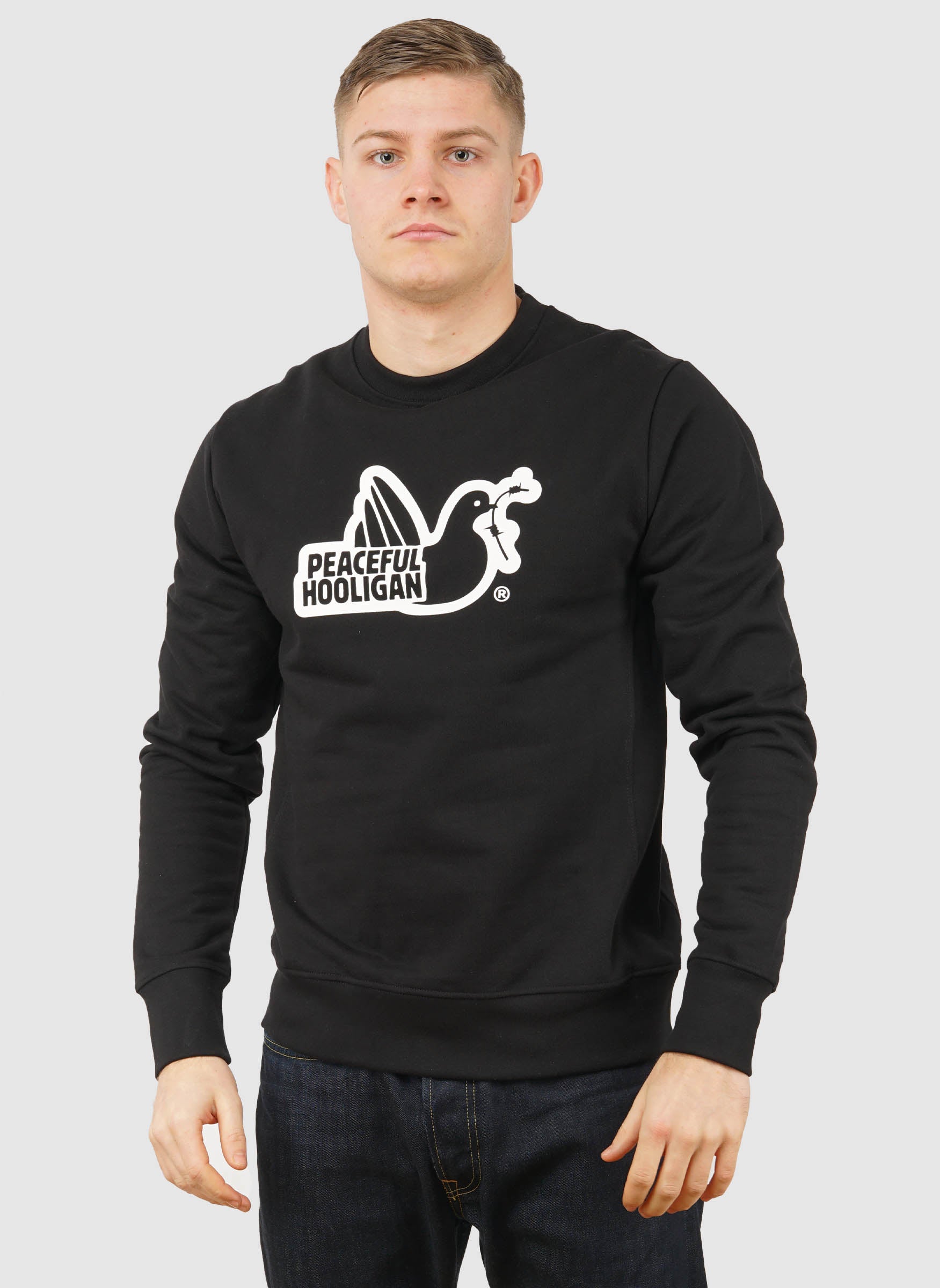 Sweatshirt mit Konturen – Schwarz