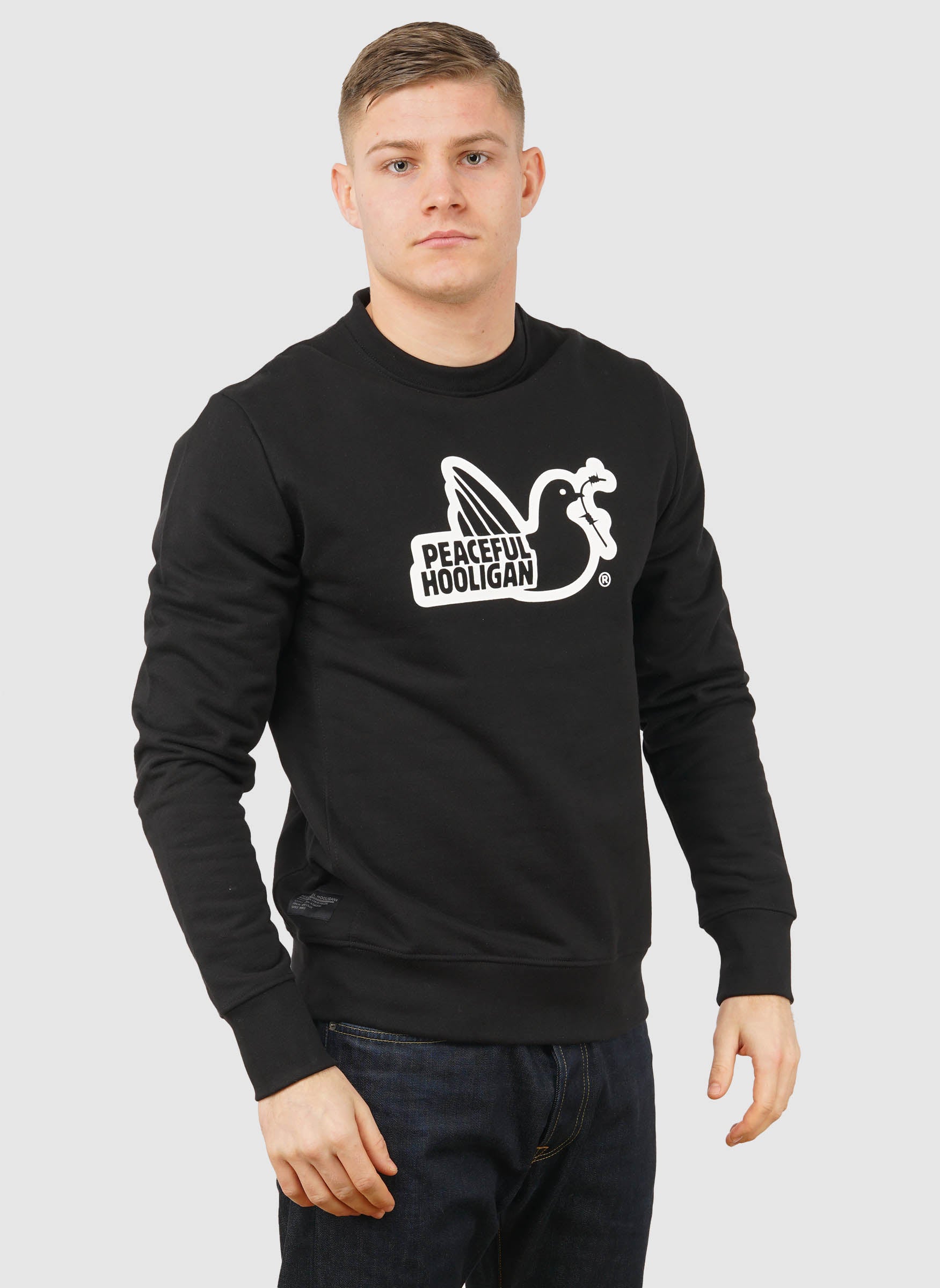 Sweatshirt mit Konturen – Schwarz