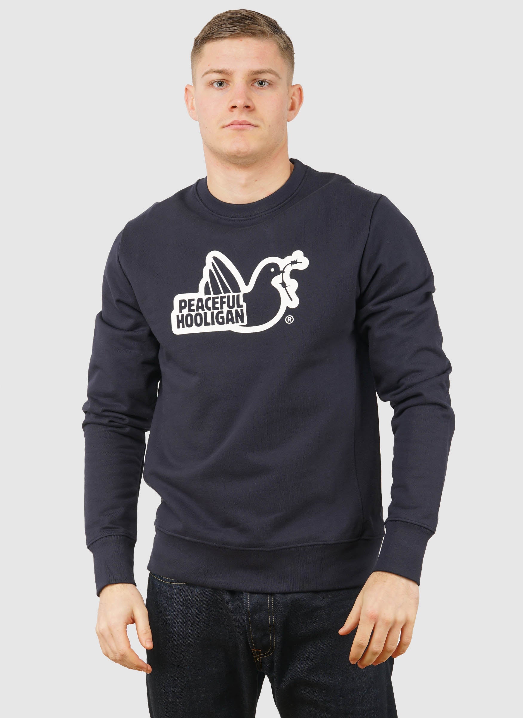 Sweatshirt mit Konturen – Marineblau