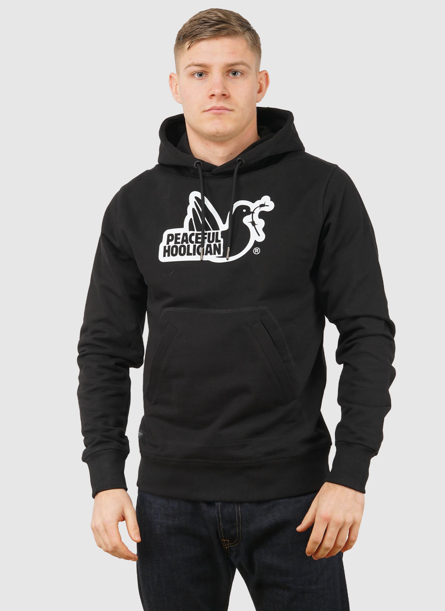 Kapuzenpullover mit Umrisslinie – Schwarz