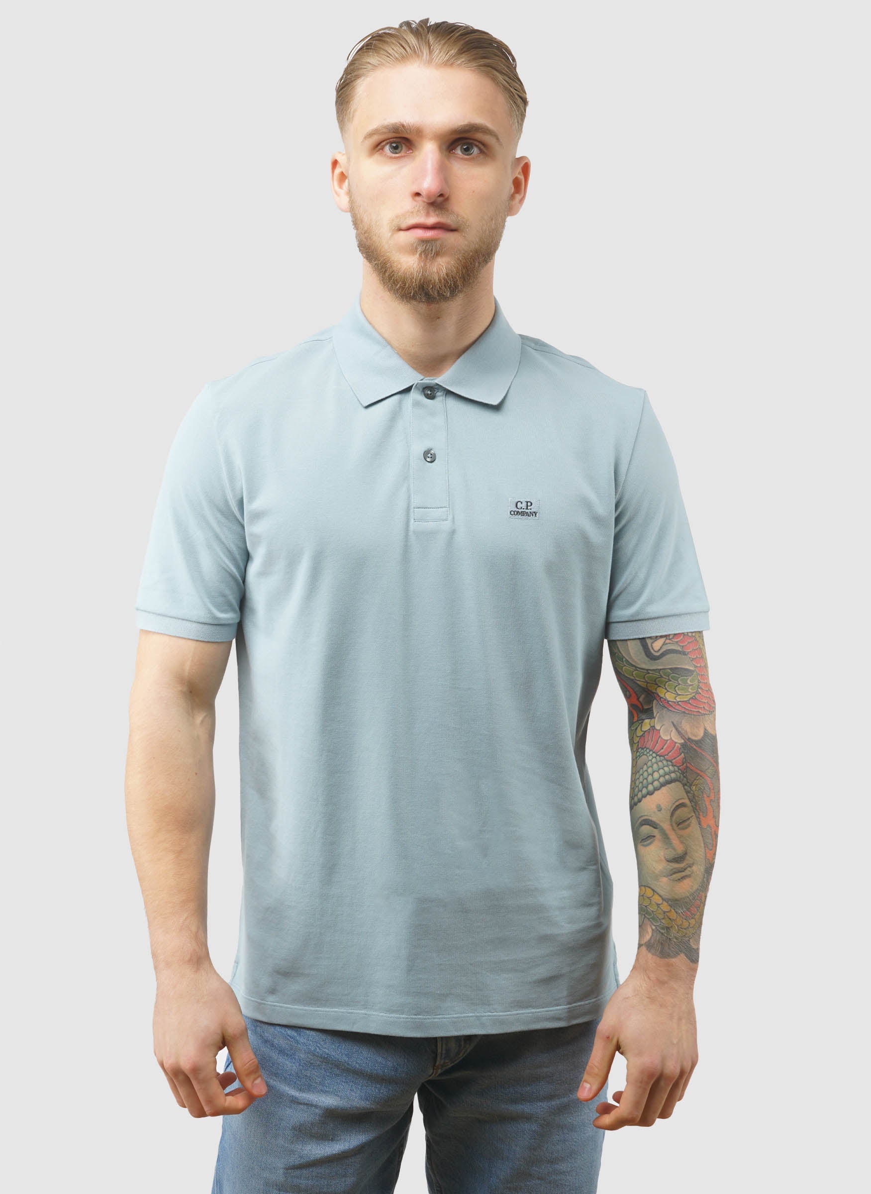 Stretch Piquet Polo Shirt - Silver Blue