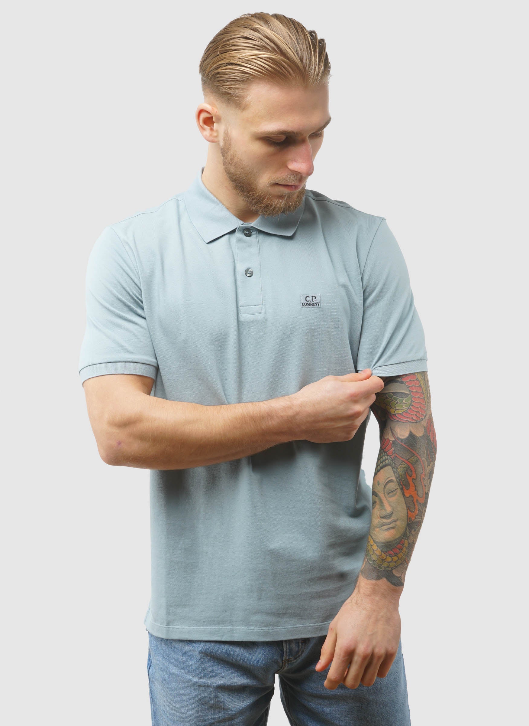 Stretch Piquet Polo Shirt - Silver Blue