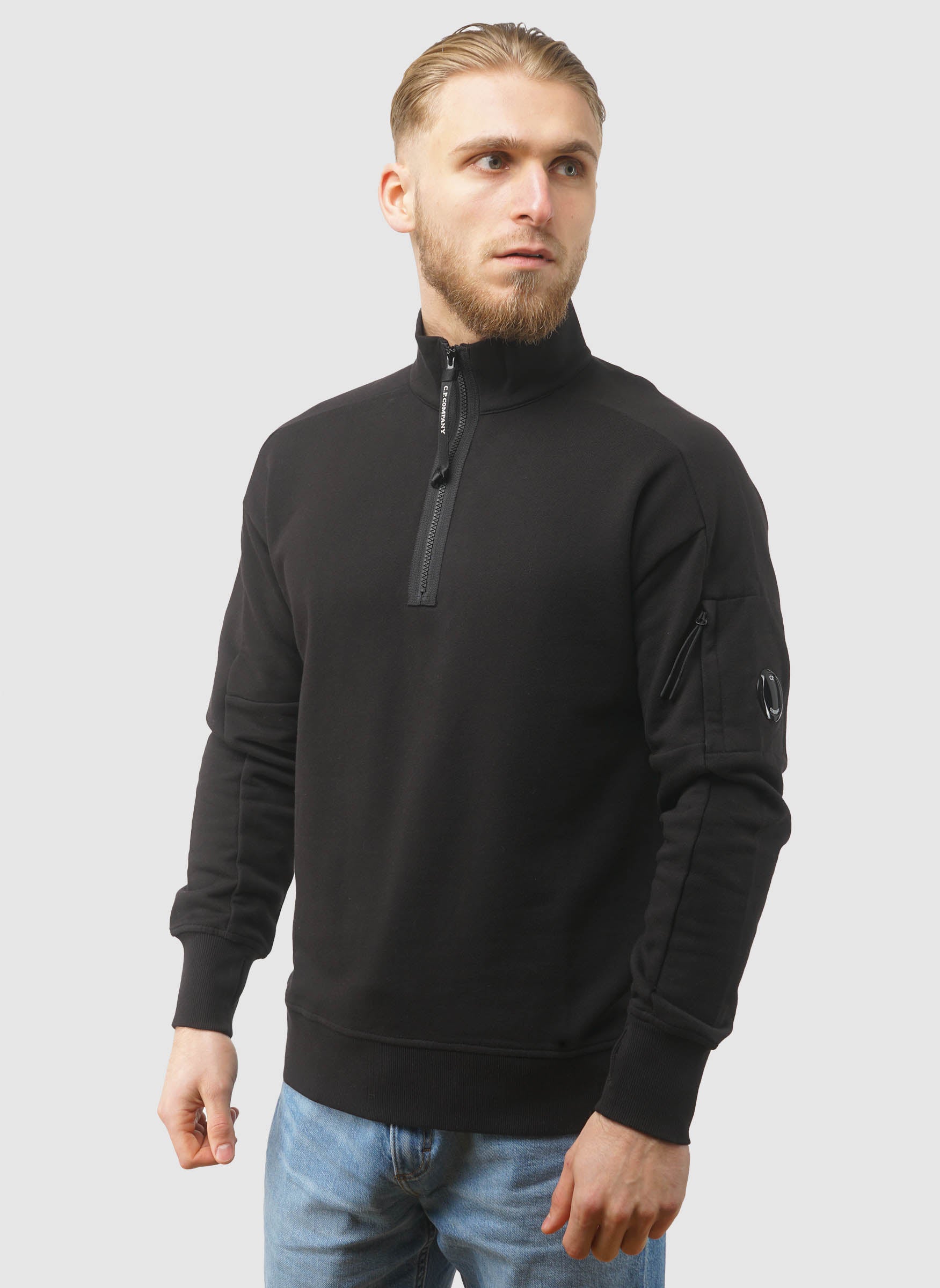 Half-Zip Fleece Lens Sweatshit - Black