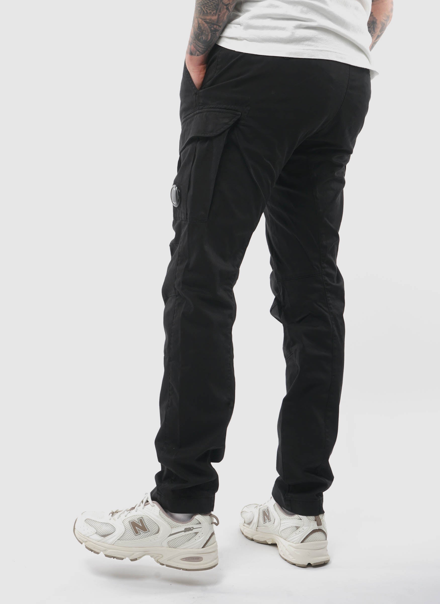 Stretch Sateen Ergonomic Cargo Pants - Black